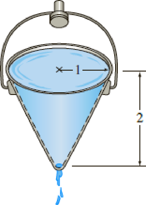 Chapter 3.2, Problem 34E, (a) Suppose that a glass tank has the shape of a cone with circular cross section as shown in Figure 