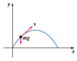 Chapter 4.9, Problem 23E, Projectile Motion A projectile shot from a gun has weight w = mg and velocity v tangent to its path 