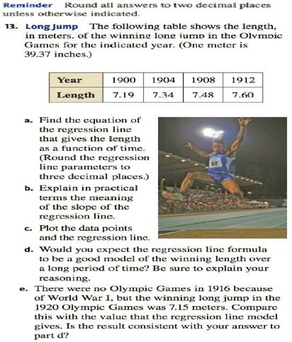 Chapter 3.4, Problem 13E, Remainder Round all answers to two decimal places unless otherwise indicated. Long Jump The , example  2