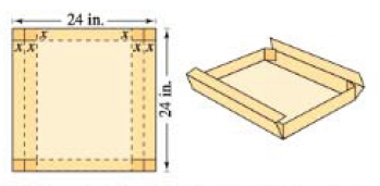 Chapter 2.2, Problem 94E, Maximum Volume You construct an open box with locking tabs from a square piece of material, 24 