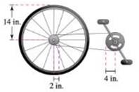 Chapter 4.1, Problem 68E, The radii of the pedal sprocket, the wheel sprocket, and the wheel of the bicycle in the figure are 