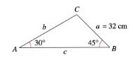 Chapter 6.1, Problem 1CP, Checkpoint For the triangle shown, A=30, B=45, and a=32 centimeters. Find the remaining angle and 