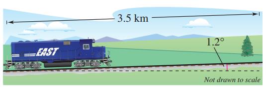 Chapter 1, Problem 41RE, Railroad Grade A train travels 3.5 kilometers on a straight track with a grade of 1.2 (see figure). 