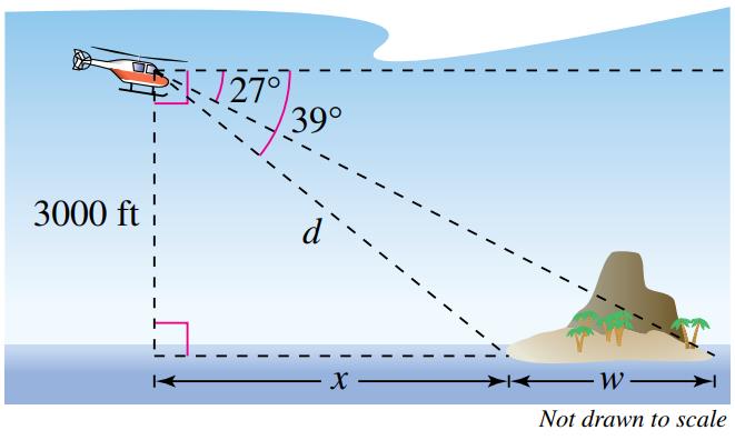 Chapter 1, Problem 5PS, Surveying A surveyor in a helicopter is determining the width of an island, as shown in the figure. 