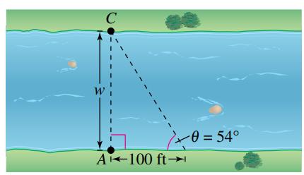 Chapter 1.3, Problem 66E, Biology A biologist wants to know the width w of a river to properly set instruments for an 