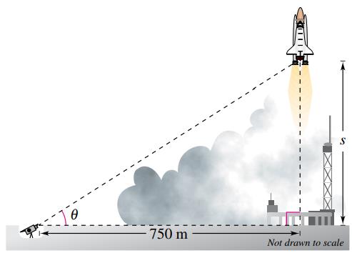 Chapter 1.7, Problem 100E, A television camera at ground level films the lift-off of a space shuttle at a point 750 meters from , example  2