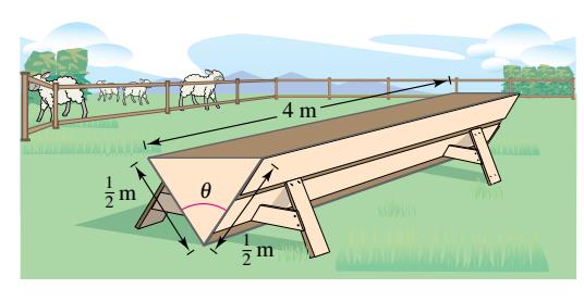 Chapter 2, Problem 80RE, Geometry A trough for feeding cattle is 4 meters long and its cross sections are isosceles triangles 