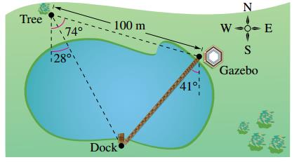 Chapter 3.1, Problem 48E, Bridge Design A bridge is built across a small lake from a gazebo to a dock (see figure). The 