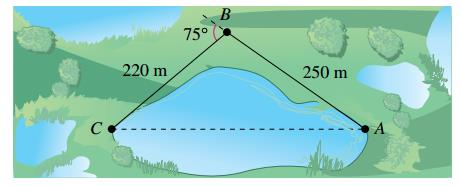 Chapter 3.2, Problem 45E, Surveying To approximate the length of a marsh, a surveyor walks 250 meters from point A to point B, 