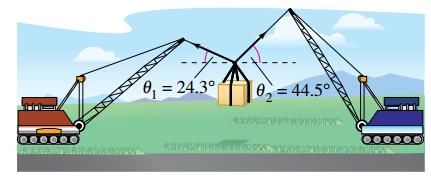 Chapter 3.3, Problem 83E, Cable Tension The cranes shown in the figure are lifting an object that weighs 20,240 pounds. Find 