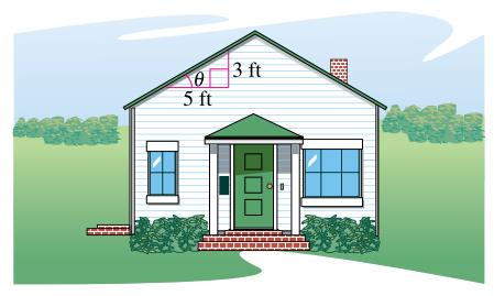 Chapter 6.1, Problem 83E, Pitch of a Roof A roof has a rise of 3 feet for every horizontal change of 5 feet (see figure). Find 