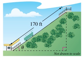 Chapter 6.1, Problem 86E, Incline Railway An incline railway is approximately 170 feet long with a 36% uphill grade (see , example  1