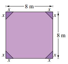 Chapter 2.3, Problem 88E, Geometry Corners of equal size are cut from a square with sides of length 8 meters (see figure). (a) 