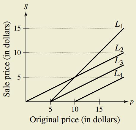 Chapter 2.6, Problem 72E, HOW DO YOU SEE IT? The graphs labeled L1,L2,L3, and L4 represent four different pricing discounts, 