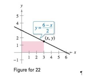 Chapter 4.7, Problem 22E, Maximum Area A rectangle is bounded by the x- and y-axes and the graph of y=(6x)/2 (see figure). 
