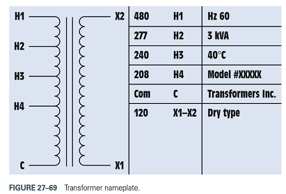 Chapter 27, Problem 2PA, You have been given a transformer to install on a 277-V line. The transformer nameplate is shown in 