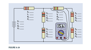 Chapter 8, Problem 8RQ, 8. Use the color code to find the resistor values in Figure 8-24 and solve all missing values. Round 