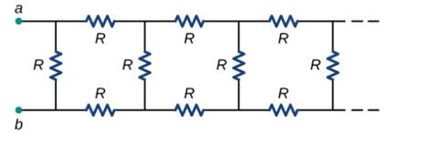 Chapter 10, Problem 95CP, Consider the infinitely long chain of resistors shown below. What is the resistance between 