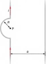 Chapter 12, Problem 21P, Two long wires, one of which has a semicircular tend of radius R, are positioned as shown in the 