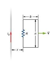 Chapter 13, Problem 79CP, A rectangular circuit containing a resistance R is pulled at a constant velocity V away from a long, 