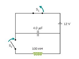 Chapter 14, Problem 68P, In the circuit shown below, S1is opened and S2is dosed simultaneously. Determine (a) the frequency 