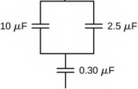 Chapter 8, Problem 33P, Find the total capacitance of this combination of series and parallel capacitors shown below. 