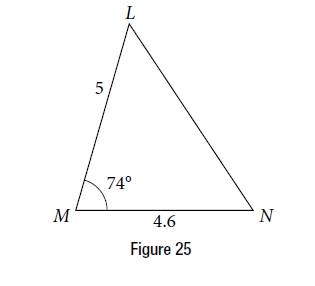 Chapter 10.1, Problem 57SE, Solve the triangle in Figure 25. (Hint: Draw a perpendicular from N to LM). Round each answer to the 