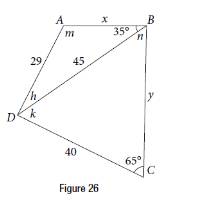 Chapter 10.1, Problem 58SE, In Figure 26, ABCD is not a parallelogram, m is obtuse. Solve both triangles. Round each answer to 