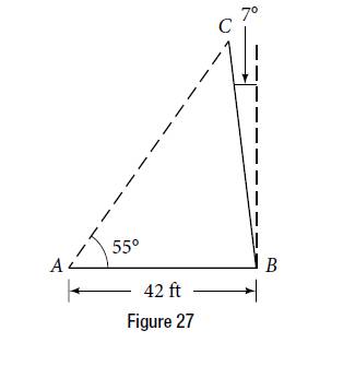 Chapter 10.1, Problem 59SE, A pole leans away from the sun at an angle of 7° to the vertical, as shown in Figure 27. When the 