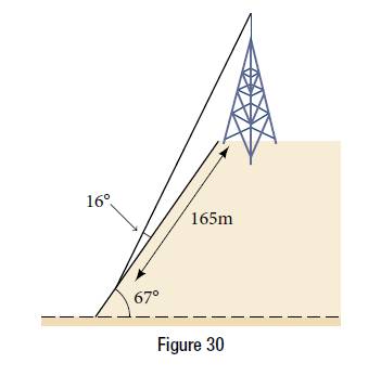 Chapter 10.1, Problem 62SE, A communications tower is located at the top of a steep hill, as shown in Figure 30. The angle of 