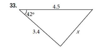 Chapter 10.2, Problem 33SE, For the following exercises, find the length of side x. Round to the nearest tenth 