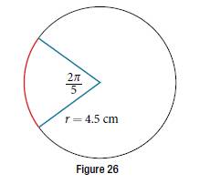 Chapter 7.1, Problem 24SE, For the following exercises, refer to Figure 26. Round to two decimal places. 24. Find the arc 