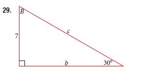 Chapter 7.2, Problem 29SE, For the following exercises, solve for the unknown sides of the given triangle. 