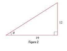 Chapter 8, Problem 46PT, Given Figure 2, find the measure of angle  to three decimal places. Answer in radius. 