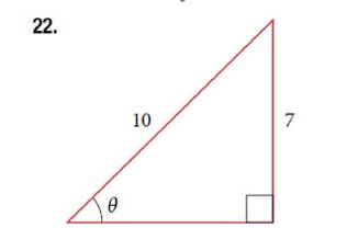 Chapter 8.3, Problem 22SE, For the following exercises, find the angle  in the given right triangle. Round answers to the 