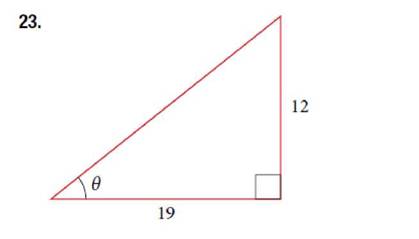 Chapter 8.3, Problem 23SE, For the following exercises, find the angle  in the given right triangle. Round answers to the 